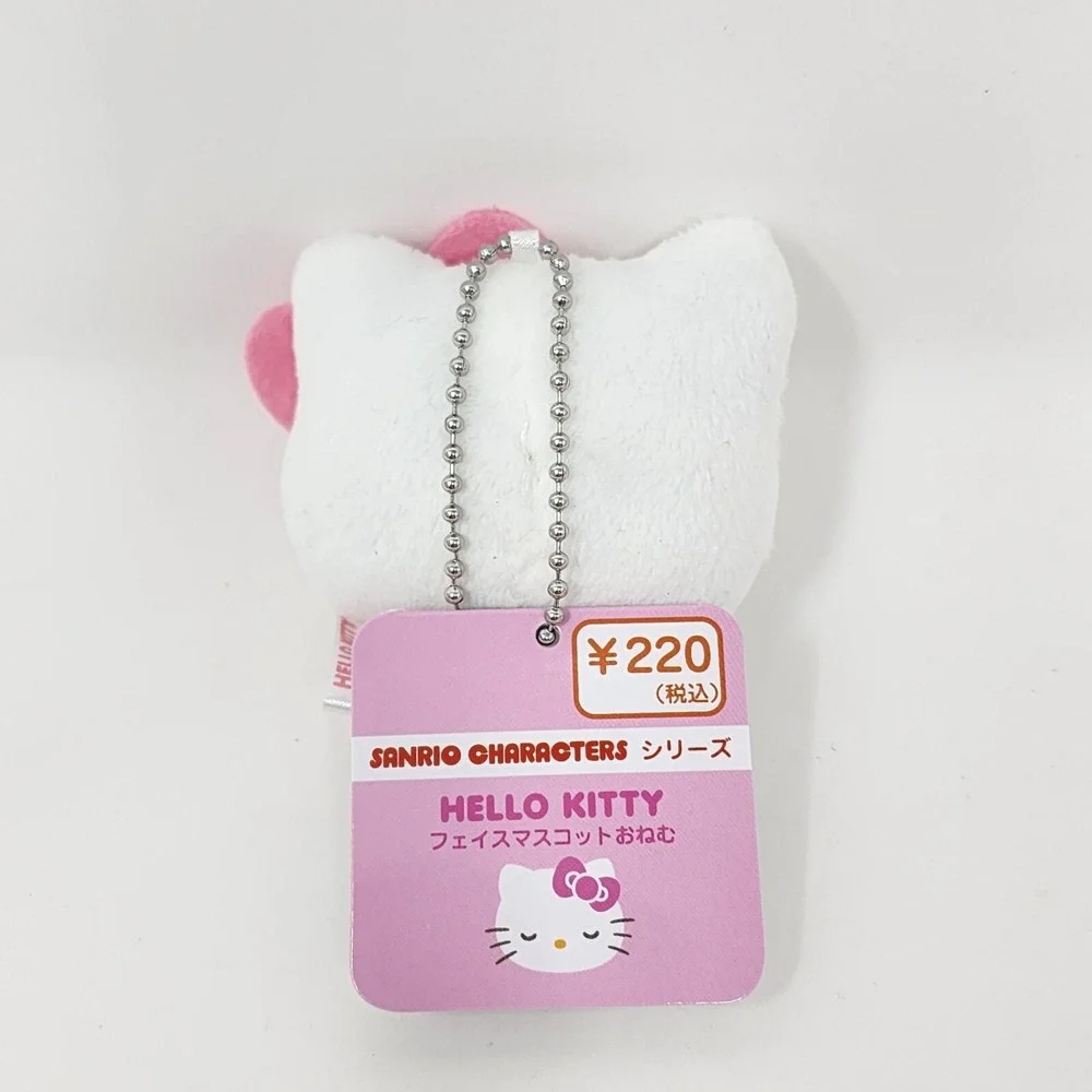 Sanrio Hello Kitty Pink Bow Plush Keychain Charm JAPAN Sleeping NEW
